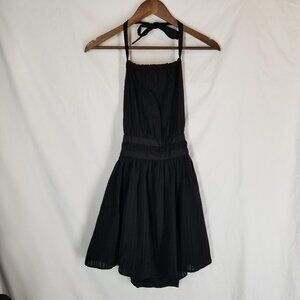 NWT Wild Fable XS Black Halter Apron Mini Dress Open Back Y2K Goth Spooky Season